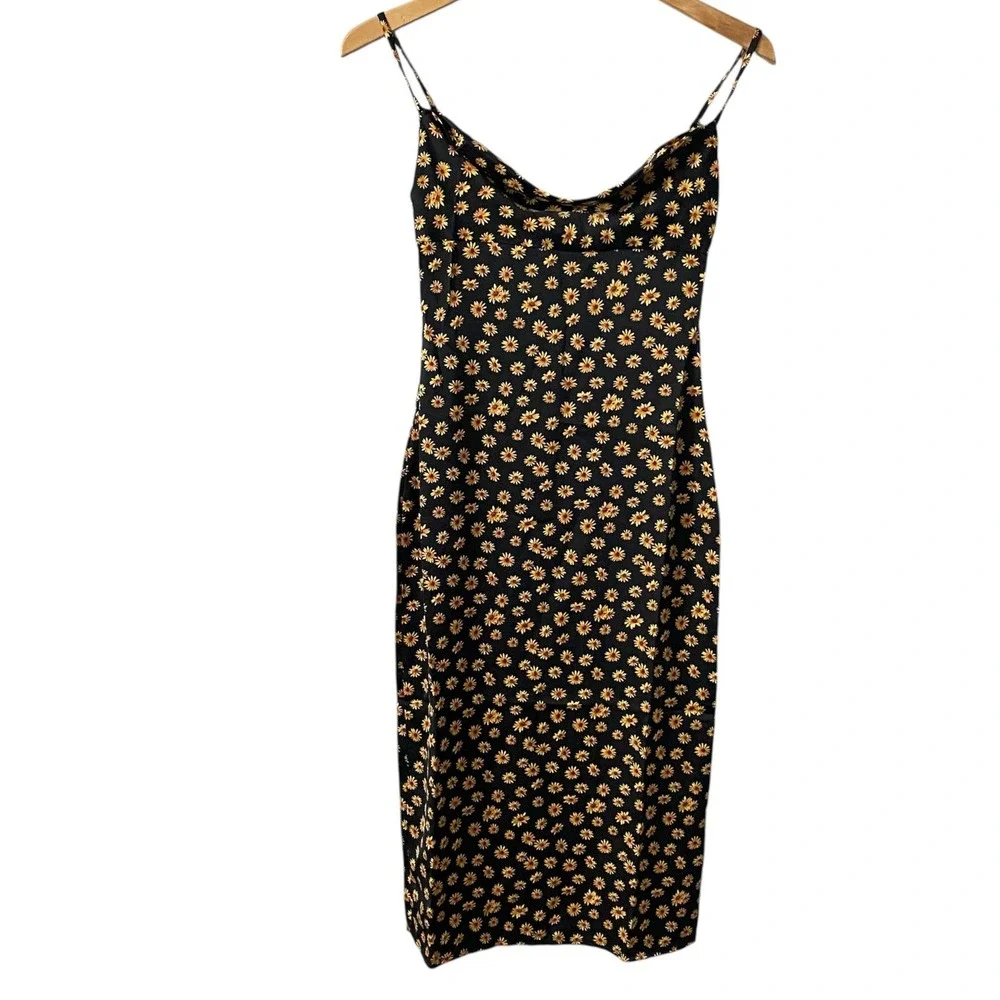 blue balloon sleeve dress Leslie Jersey Size:32E Short Length Neckline Floral Fabric Jamisen Strapless Glove Mini